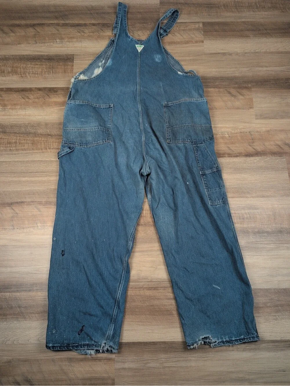 VTG Distressed Osh Kosh B'Gosh Bib Overalls Sanforized USA Vestbak UNION MADE